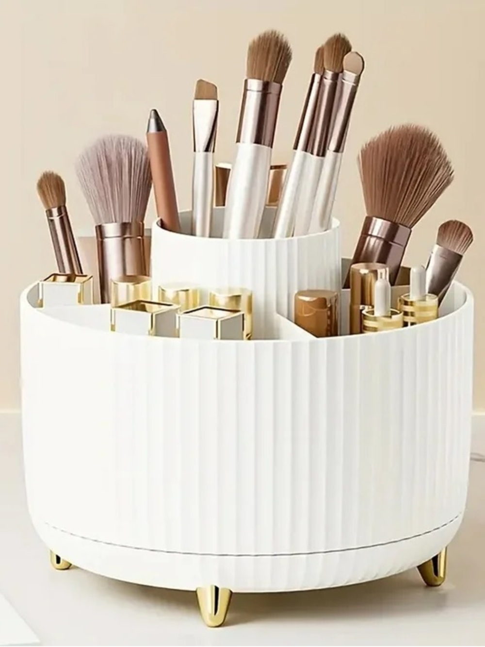 BYXAS 360° Rotating Makeup Brush Holder Vanity Countertop Organizer NWT